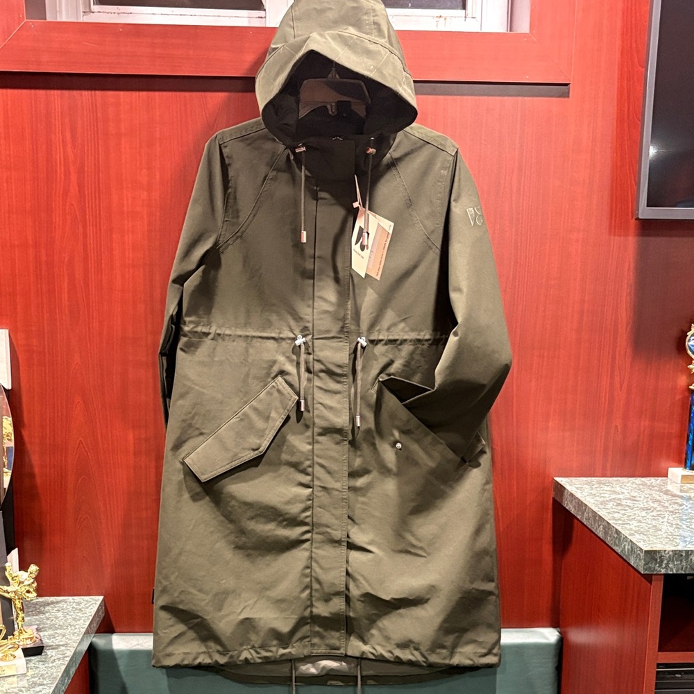 Frank & Oak Olive Hooded Raincoat